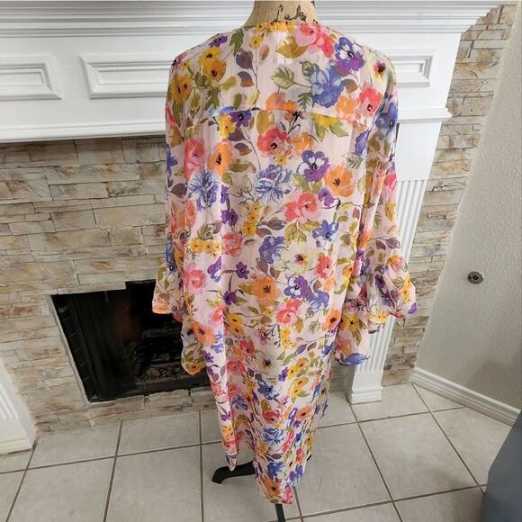 LIVE 4 truth floral bell statement sleeve boho wrap kimono jacket coverup 2X new - Picture 6 of 8